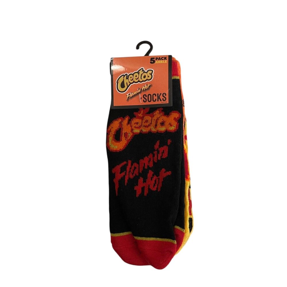 Cheetos Flamin' Hot Socks Adult Large 5 Pack Crew Length NIB